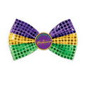 3" x 6-1/2" Glitz 'N Gleam Mardi Gras Bow Tie w/ Custom Printed Icon